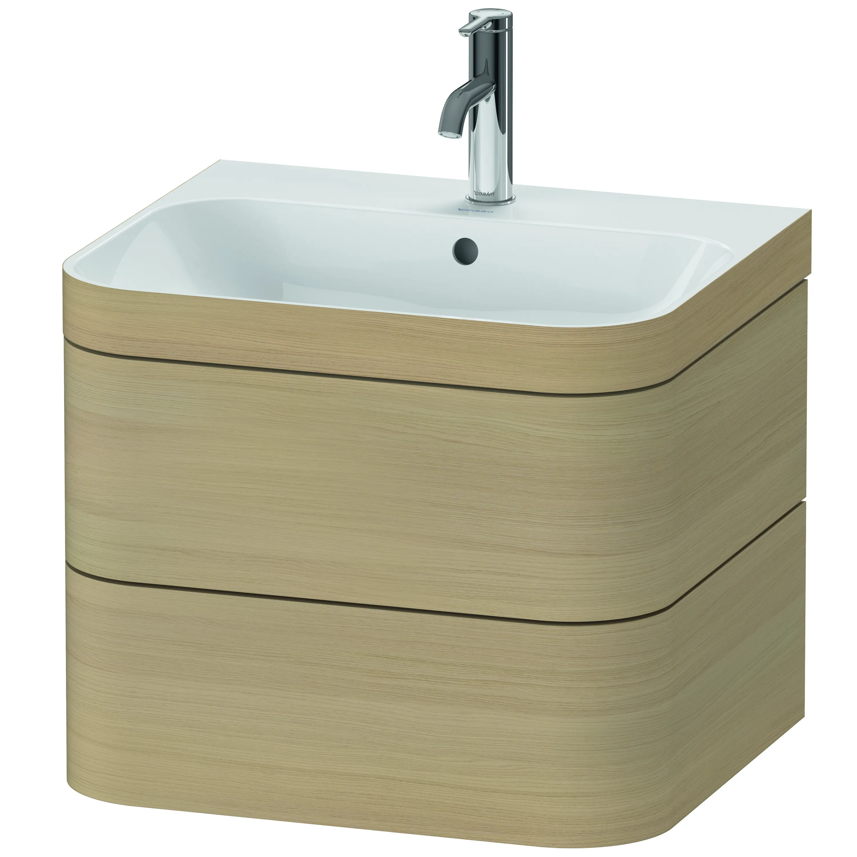 Duravit Waschtischunterschrank c-shaped Set wandhängend „Happy D.2 Plus“ 57,5 × 48 × 49 cm Mediterrane Eiche