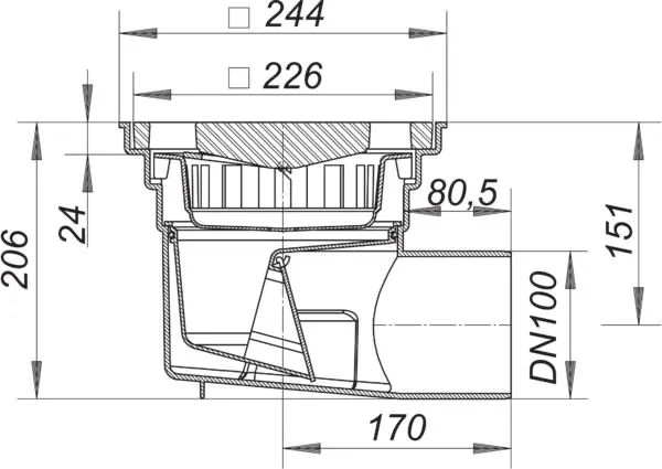 Hof- und Parkdeckablauf 605.0, DN 100
