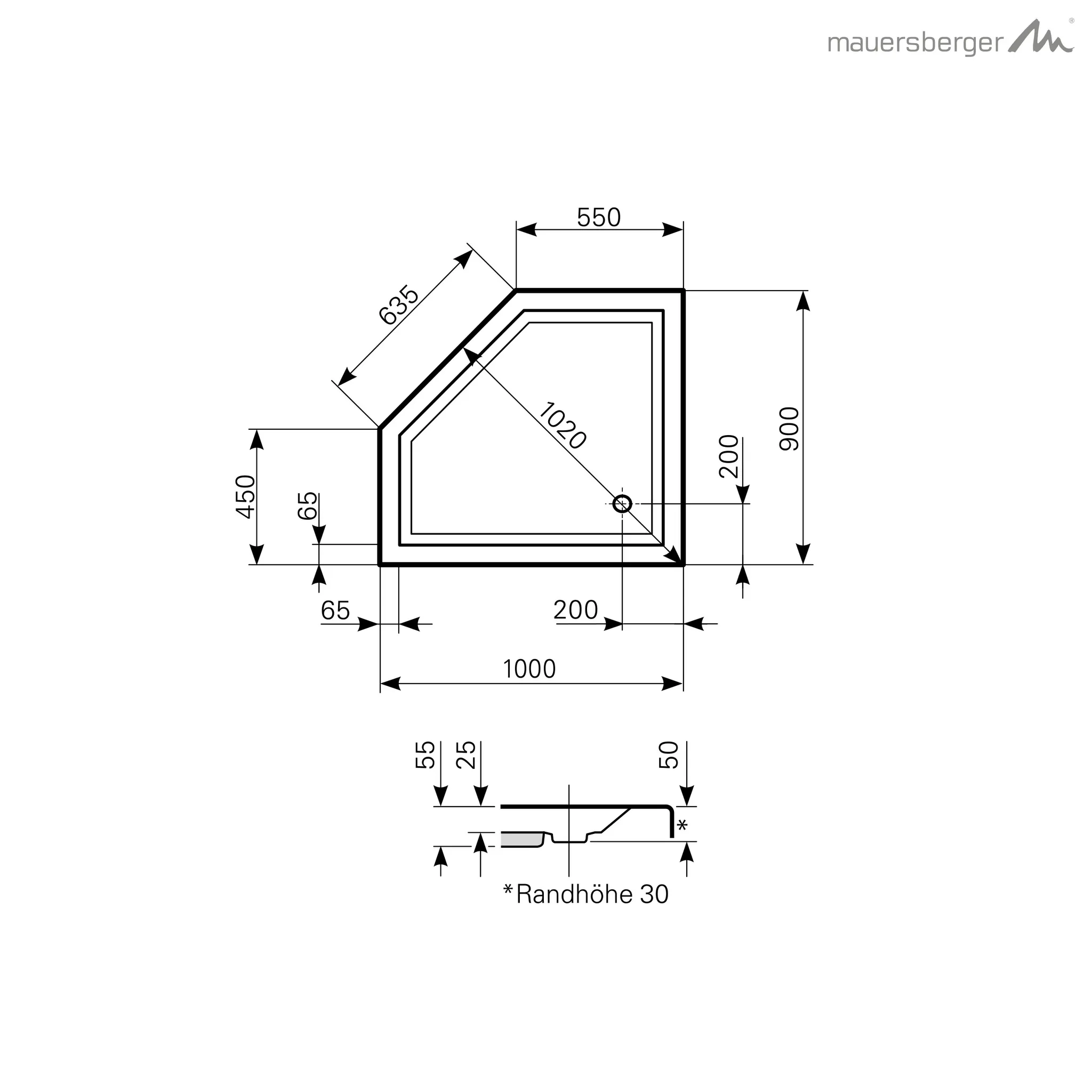 Mauersberger Acryl-Duschwannen-Einheit circi 100⁄90 li, 1-teilig mit Dichtvlies, weiß Mauersberger Acryl-Duschwannen-Einheit circi 100⁄90 li, 1-teilig mit Dichtvlies, weiß