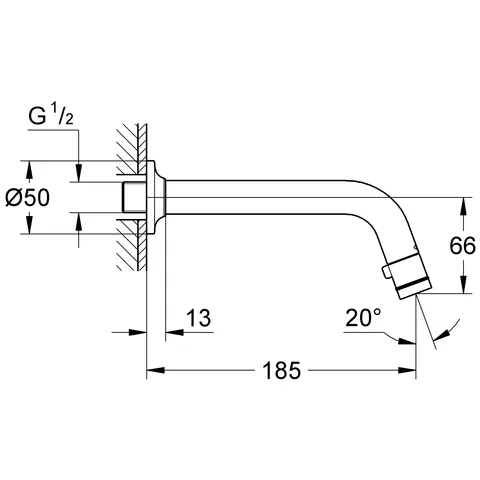 Universal Waschtisch-Wandauslaufventil 20203, Ausladung 185 mm, chrom Universal Waschtisch-Wandauslaufventil 20203, Ausladung 185 mm, chrom