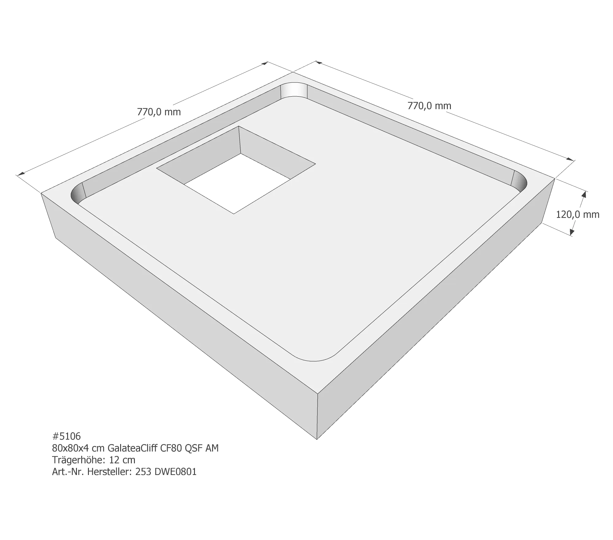 Duschwannenträger für Galatea ~Cliff CF 80 QSF 80 × 80 × 4 cm Duschwannenträger für Galatea ~Cliff CF 80 QSF 80 × 80 × 4 cm