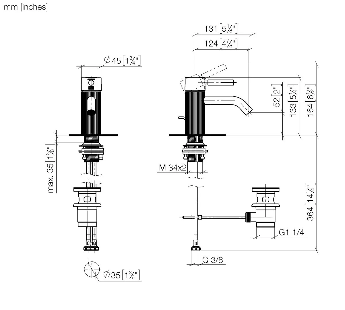 Dornbracht META Waschtisch-Einhandbatterie mit Ablaufgarnitur - Chrom Dornbracht META Waschtisch-Einhandbatterie mit Ablaufgarnitur - Chrom