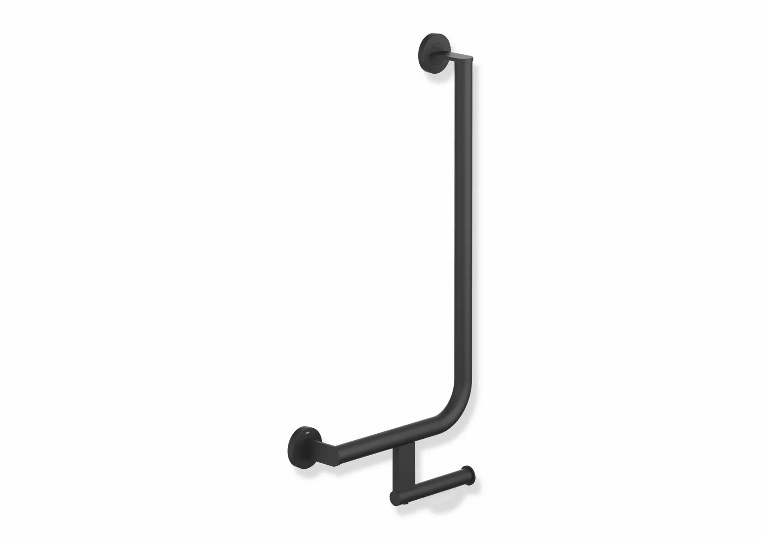 HEWI Winkelgriff mit Papierrollenhalter System 900, links, schwarz tiefmatt