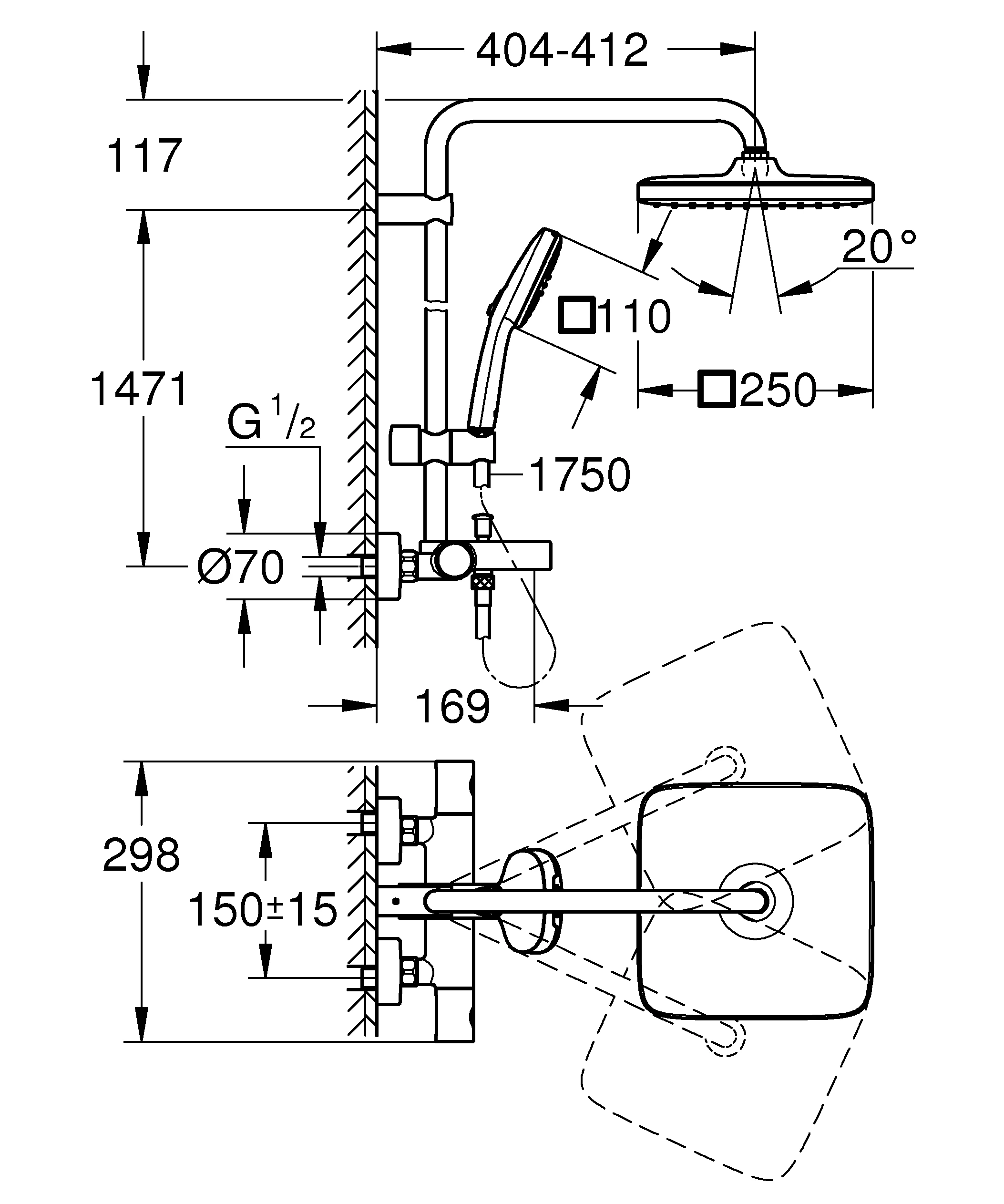 Grohe Duschsystem „Tempesta system 250“