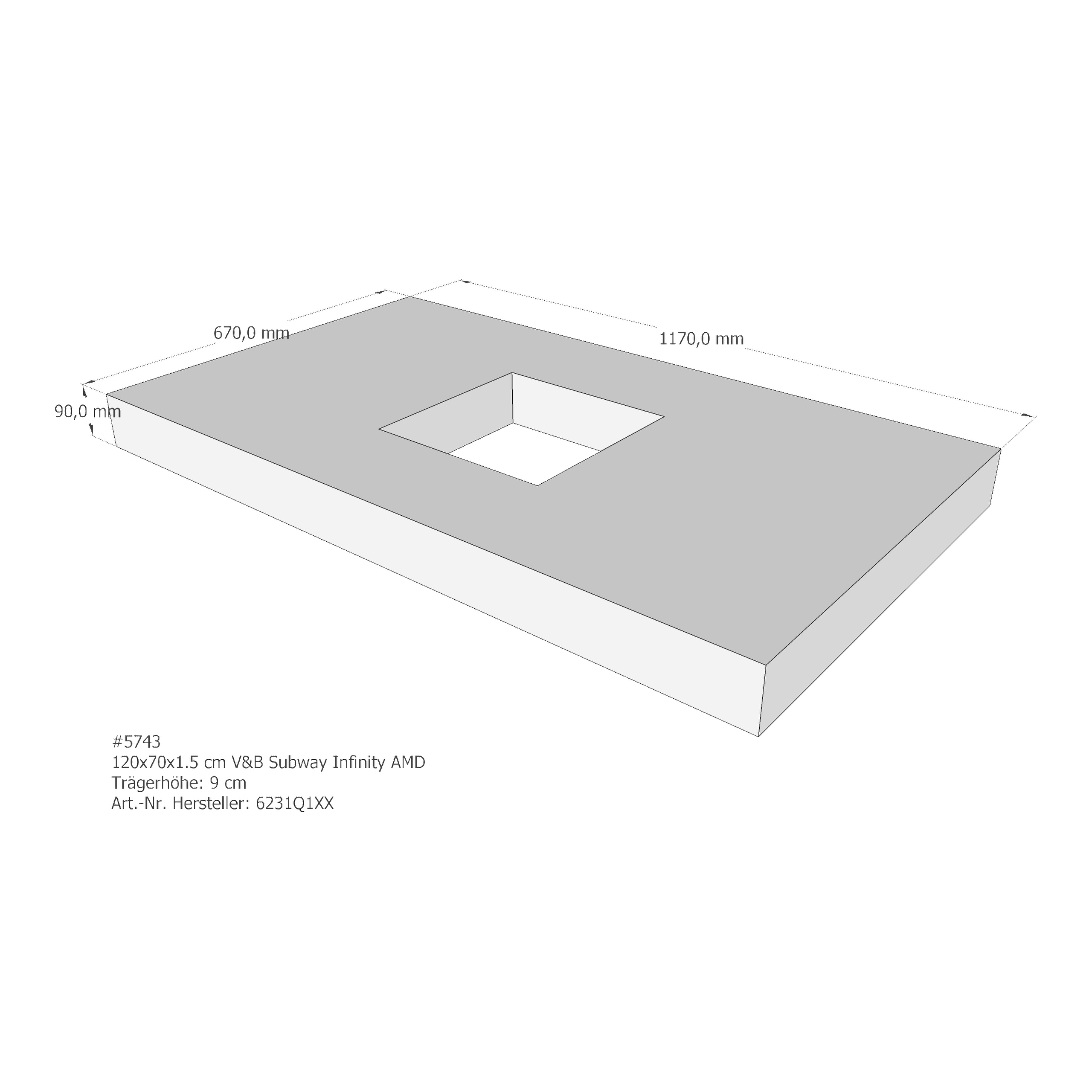 Duschwannenträger für Villeroy & Boch Subway Infinity 120 × 70 × 1,5 cm