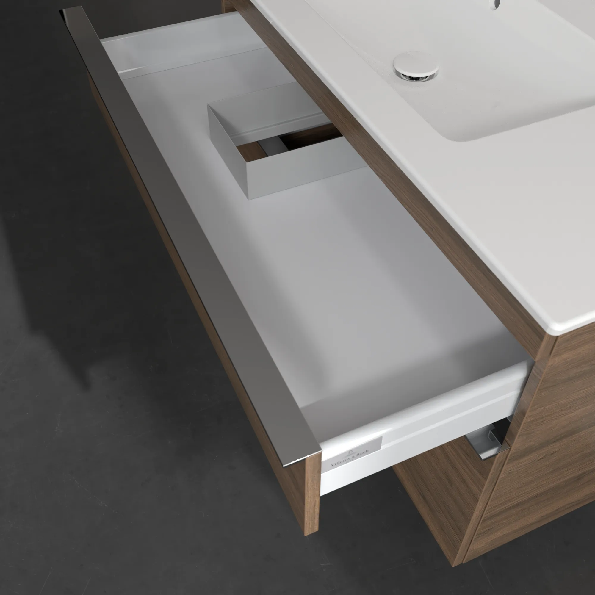 Villeroy & Boch Waschtischunterschrank „Venticello“ für Schrankwaschtisch 953 × 590 × 502 mm Arizona Oak, für Becken links
