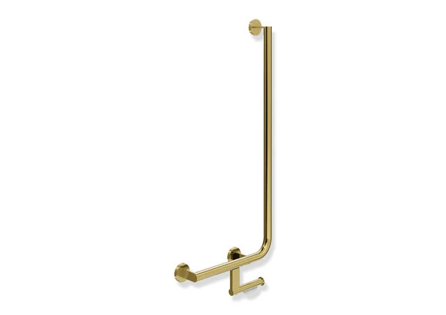 HEWI Winkelgriff System 900 mit WC-Papierrollenhalter, Edelstahl PVD gold glänzend, waagerecht 400 mm, senkrecht 900 mm, Durchmesser 32 mm, links HEWI Winkelgriff System 900 mit WC-Papierrollenhalter, Edelstahl PVD gold glänzend, waagerecht 400 mm, senkrecht 900 mm, Durchmesser 32 mm, links