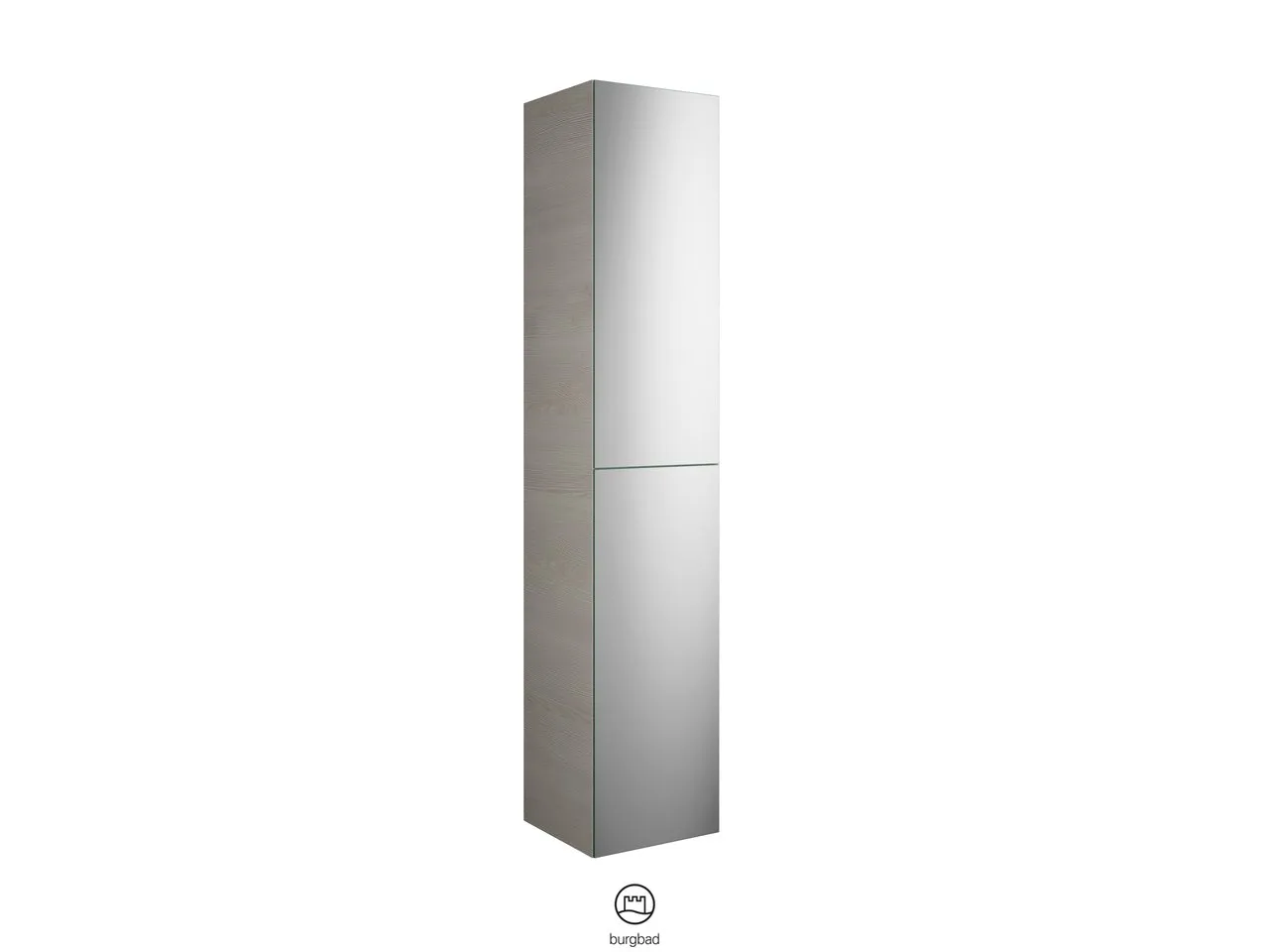 Hochschrank, 2 Spiegeltüren mit Tip-On-Technik;4 Einlegeböden;1 fester Boden, Tiefe: 350 mm, Breite: 350 mm, Höhe: 1760 mm