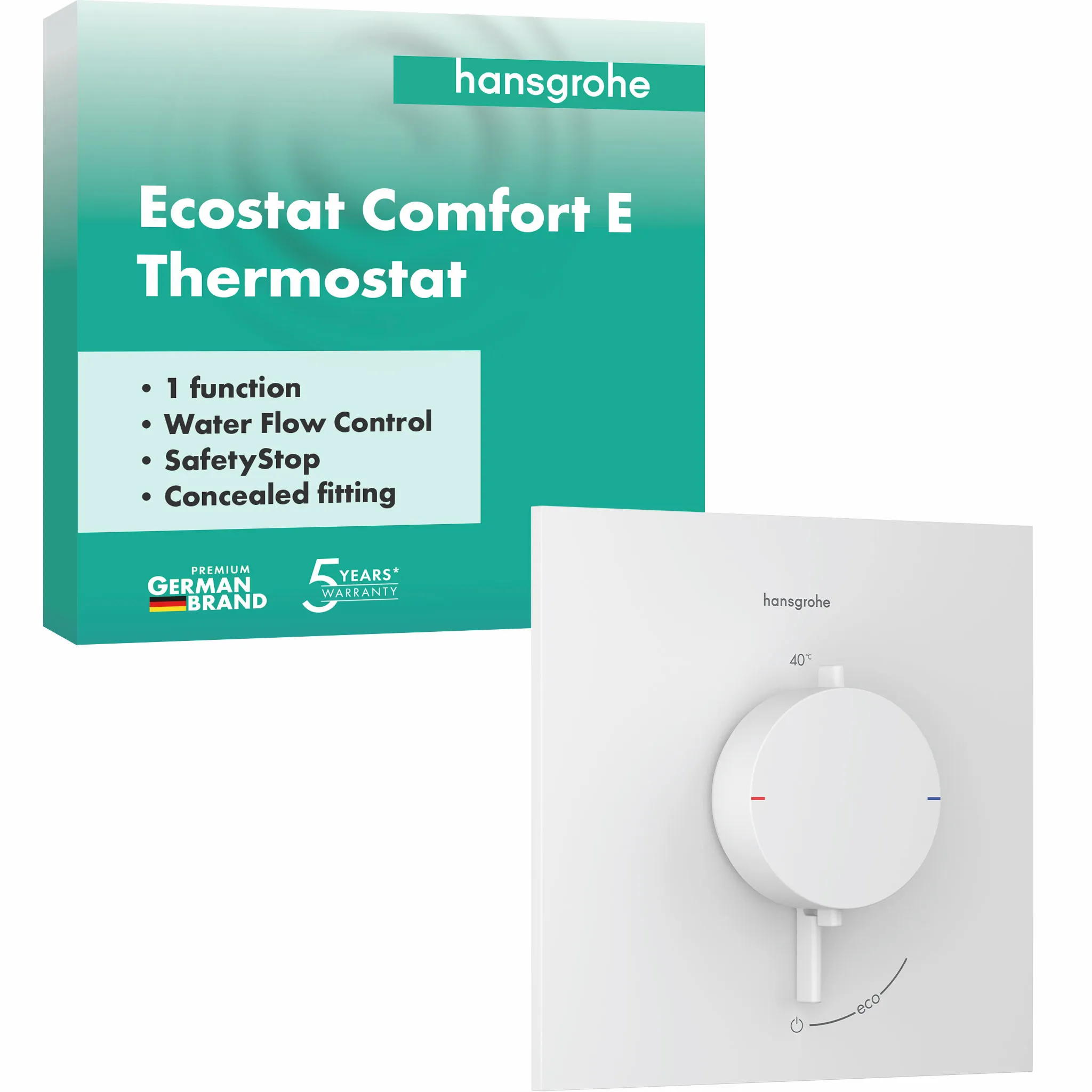 Hansgrohe Ecostat Comfort E Thermostat Unterputz für 1 Verbraucher, Mattweiß Hansgrohe Ecostat Comfort E Thermostat Unterputz für 1 Verbraucher, Mattweiß