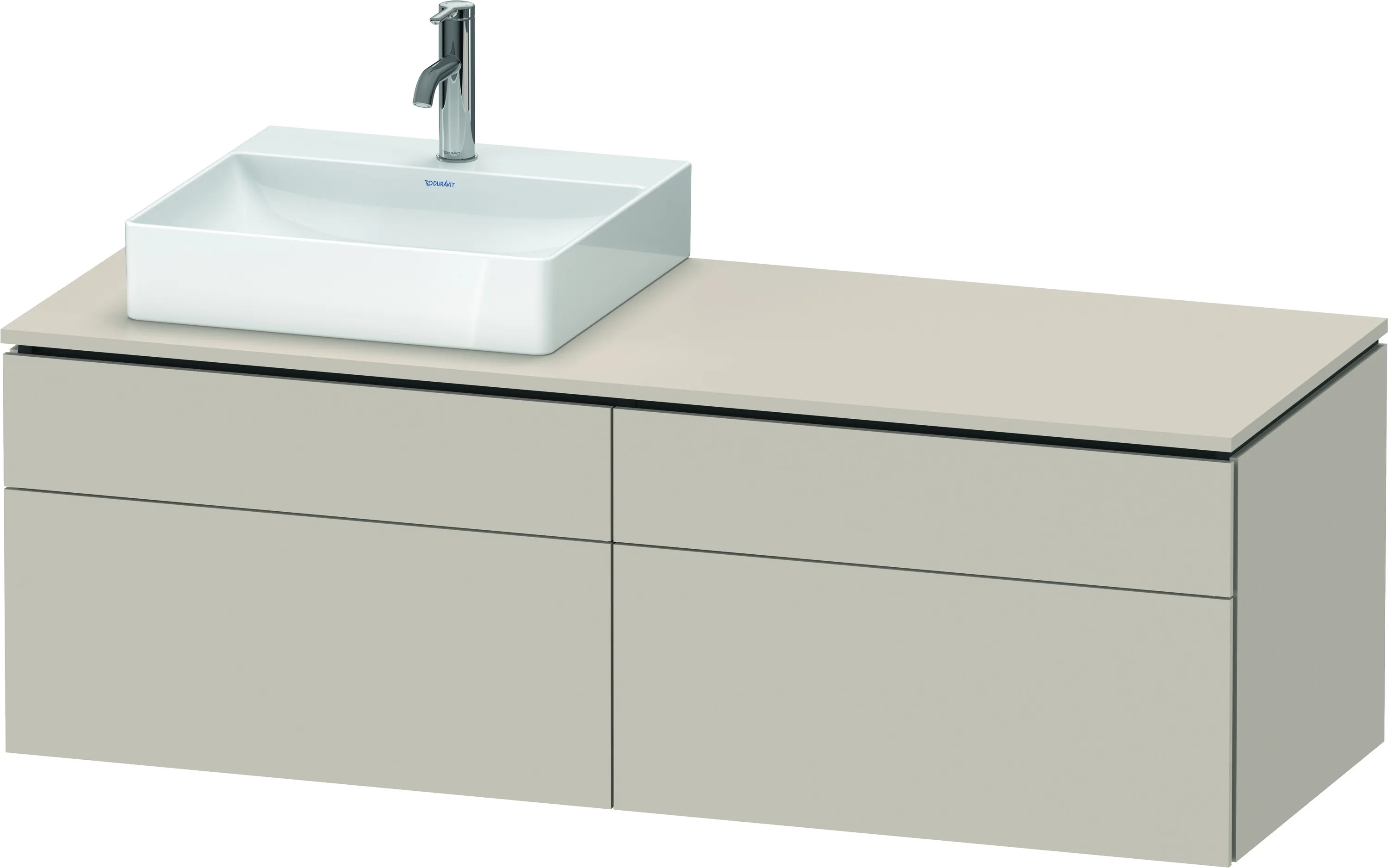 Duravit Waschtischunterschrank wandhängend „L-Cube“ 142 × 48,2 × 55 cm Taupe Matt, links