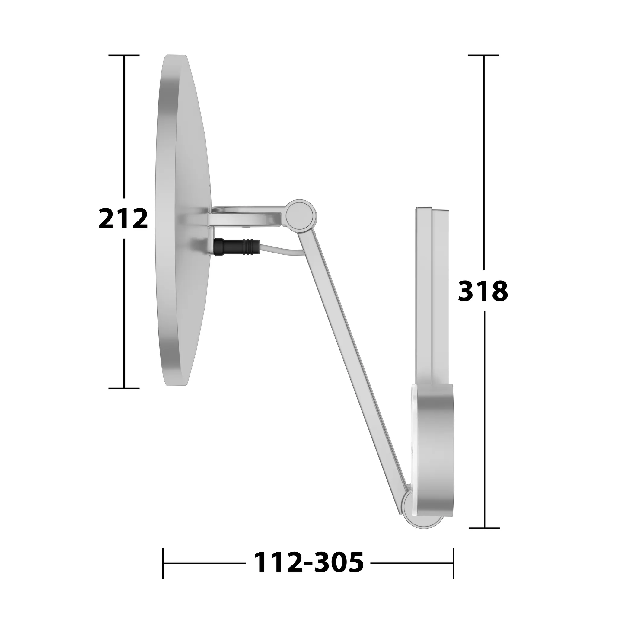 KEUCO Kosmetikspiegel mit Unterputz-Kabelführung „iLook_move“ Rund, mit Beleuchtung in Aluminium-finish, ⌀ 212 mm