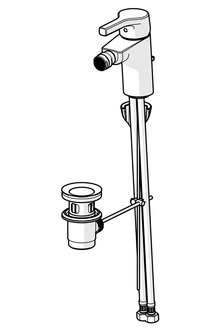 HA Einhebelmischer Bidetbatterie HANSAPALENO 5644 Ablaufgarnitur mit Zugstange Ausladung 106 mm DN15 Chrom