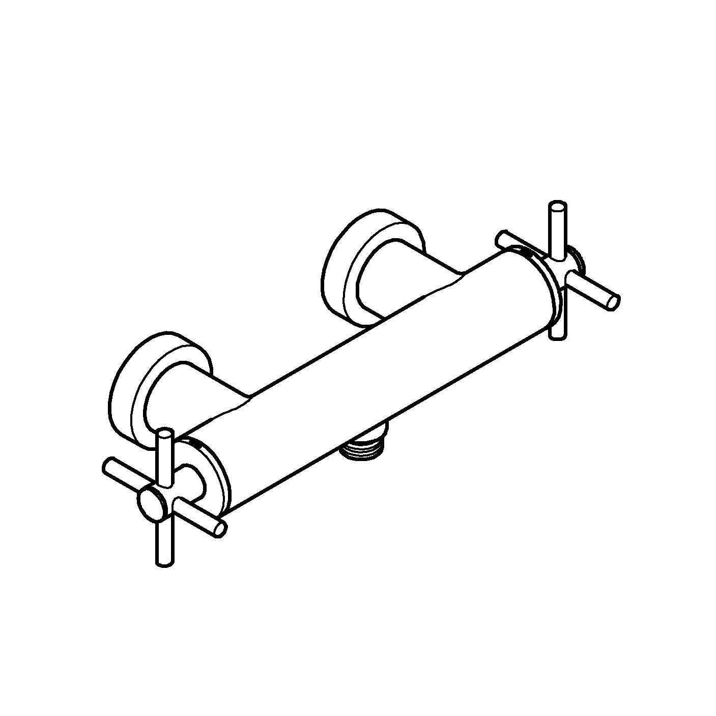 Brausebatterie Atrio 26895, Wandmontage, eigensicher, mit Kreuzgriffen, chrom