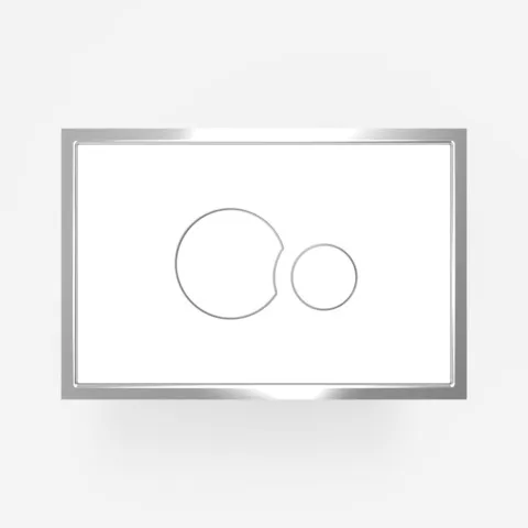 Betätigungsplatte „SG 706“ mit Tastenrahmen aus weißem Glas Betätigungsplatte „SG 706“ mit Tastenrahmen aus weißem Glas