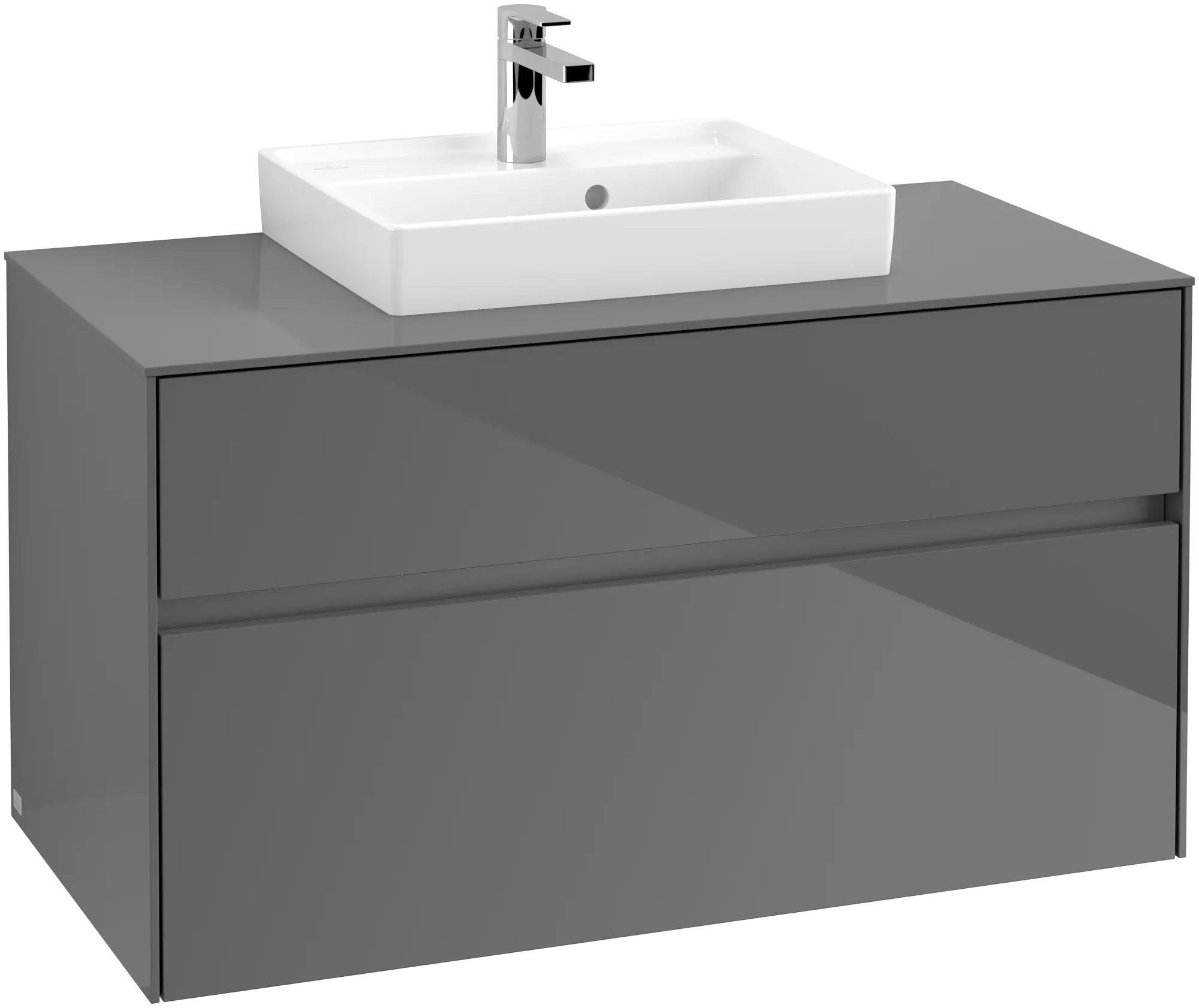 Villeroy & Boch Waschtischunterschrank „Collaro“ 1000 × 548 × 500 mm Glossy Grey, ohne Beleuchtung, für Becken mittig