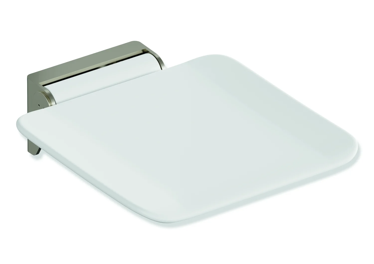 HEWI Klappsitz System 900, Wandkonsole aus Edelstahl, PVD, Sitzfläche weiß, 350x340mm