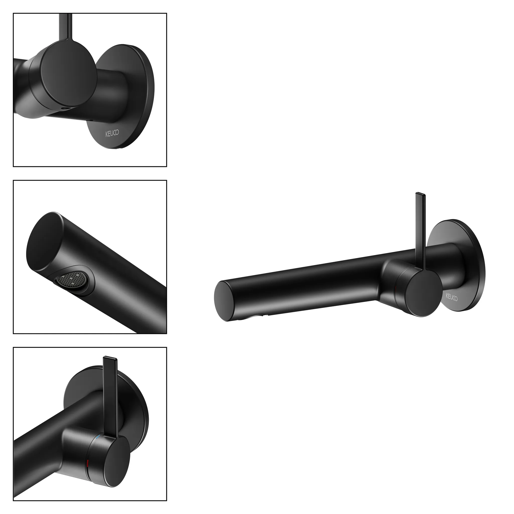 IXMO 59516371101 Einhebel-Waschtischmischer UP Wandmontage, rund Ausladung 219 mm schwarz