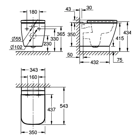 Wand-Tiefspül-WC Set BauEdge Keramik 106740, mit BauEdge Keramik Wand-WC, WC-Sitz mit Deckel Soft Close, alpinweiß Wand-Tiefspül-WC Set BauEdge Keramik 106740, mit BauEdge Keramik Wand-WC, WC-Sitz mit Deckel Soft Close, alpinweiß