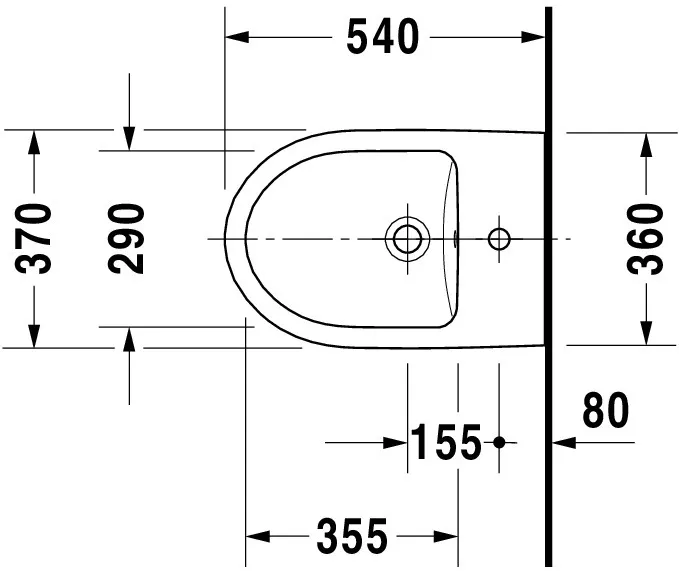 Duravit Wand-Bidet „No.1“, Befestigung sichtbar 37 × 54 × 30 cm