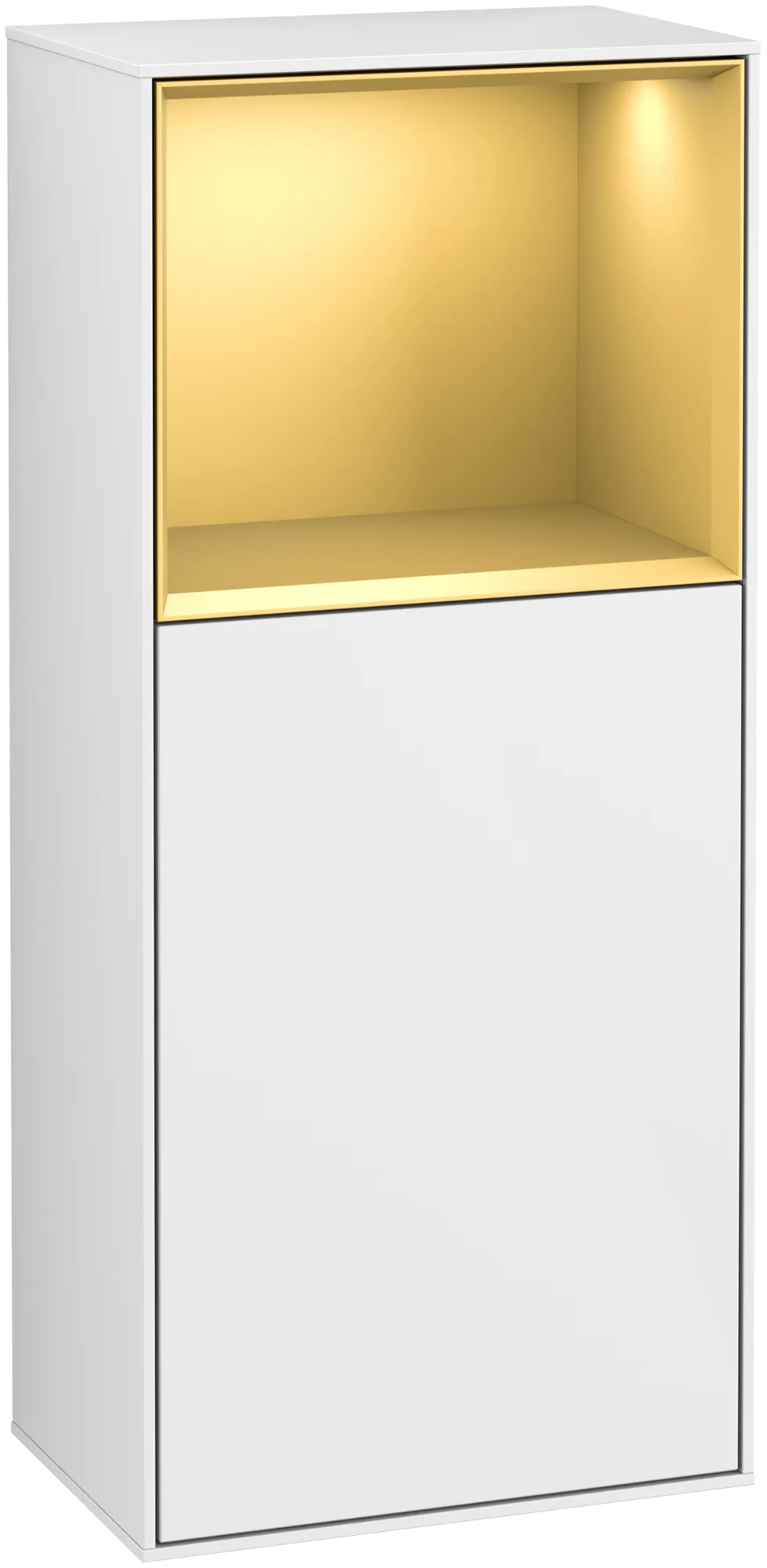 Villeroy & Boch Seitenschrank „Finion“ 41,8 × 93,6 cm 1 Tür, Anschlag rechts, mit Regalelement-Beleuchtung Anschlag rechts