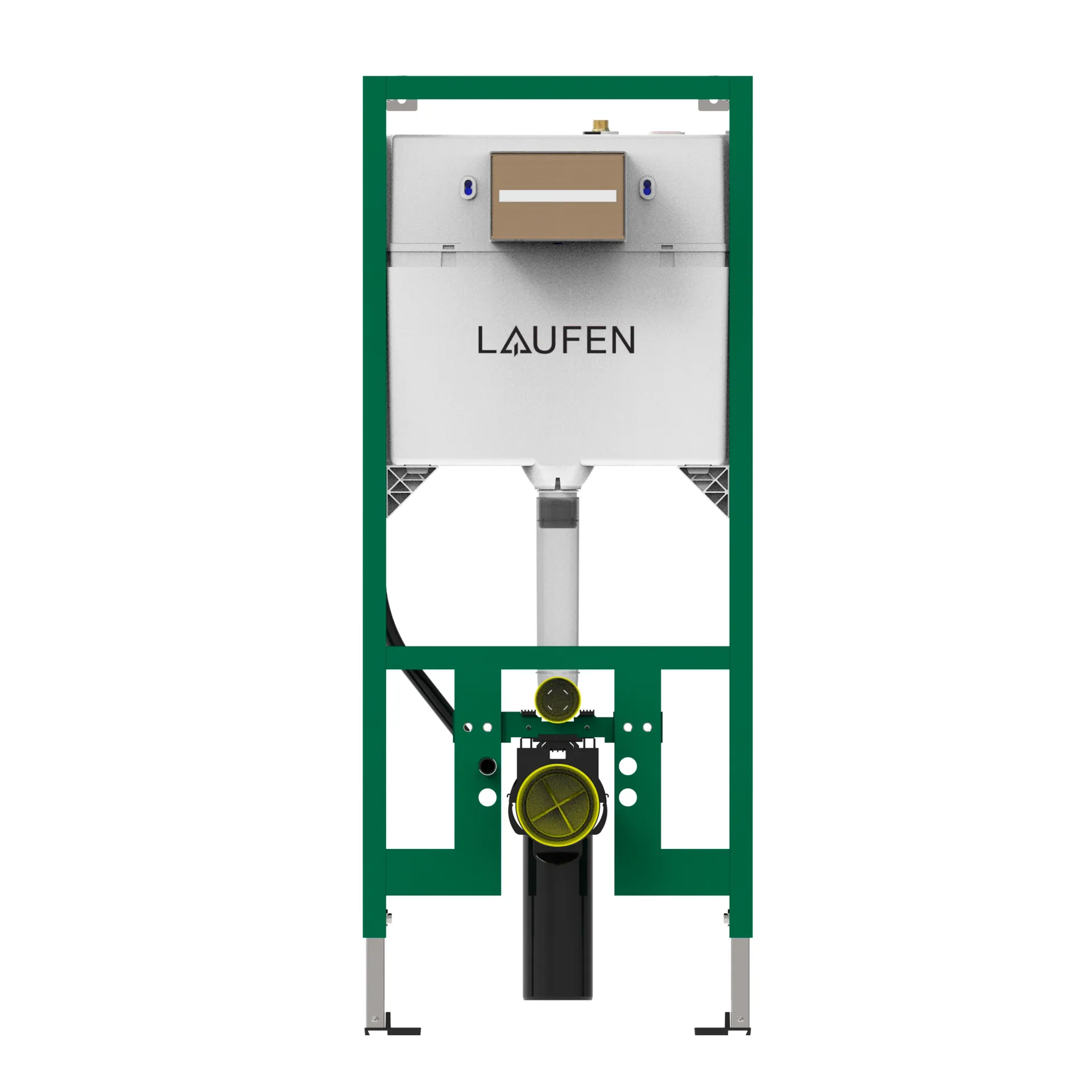 Installationselement INEOLINK, slim, mit Spülkasten für Wand-WC und Dusch-WC, Bauhöhe 1155 mm, Stahlrahmen, Füsse höhenverstellbar und drehbar, Spülkasten für Frontbetätigung, mit Dual-Flush 2-Mengen-Spülsystem