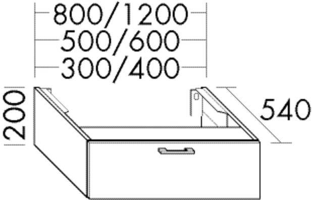 burgbad Waschtischunterschrank „Sys30“ 540 × 280 × 580 mm in Schwarz Hochglanz