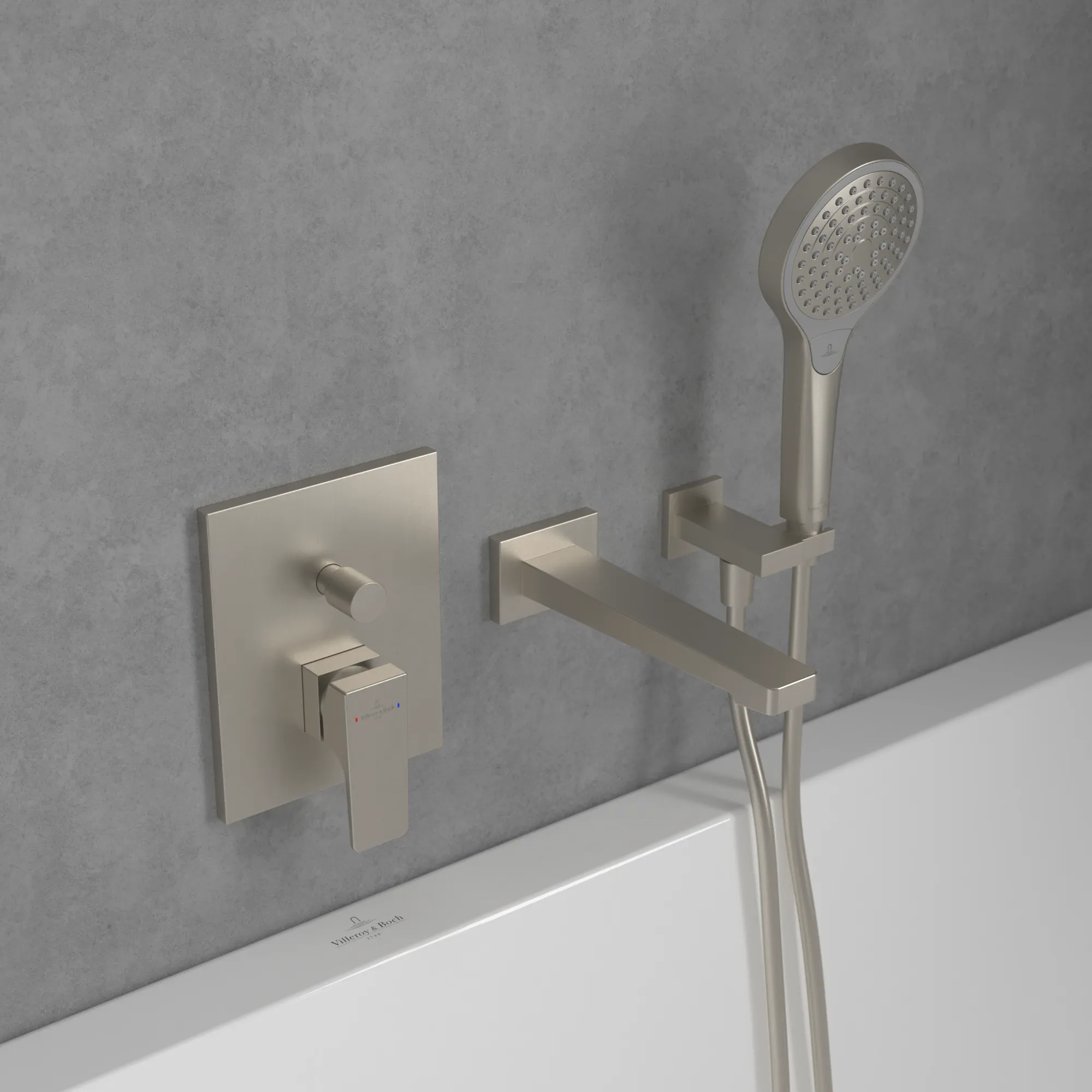 Villeroy & Boch Architectura Square Duscharmatur, Brushed Nickel Matt, 190 x 150 x 54 mm, Einhebel-Unterputz-Armatur mit Keramikkartusche Villeroy & Boch Architectura Square Duscharmatur, Brushed Nickel Matt, 190 x 150 x 54 mm, Einhebel-Unterputz-Armatur mit Keramikkartusche