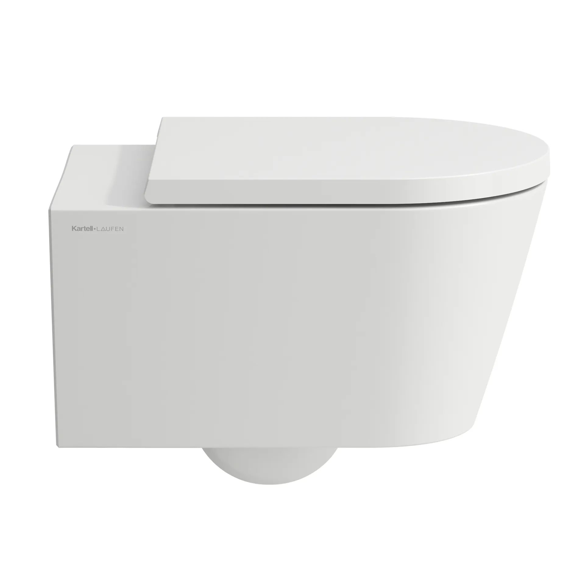 Tiefspül-WC wandhängend+Sitz Kartell Pack 545x370 spülrandlos verdeckte Befestigung, weiß, bestehend aus H8203370000001 Wand-WC und H8913330000001 WC-Sitz mit Absenkautomatik