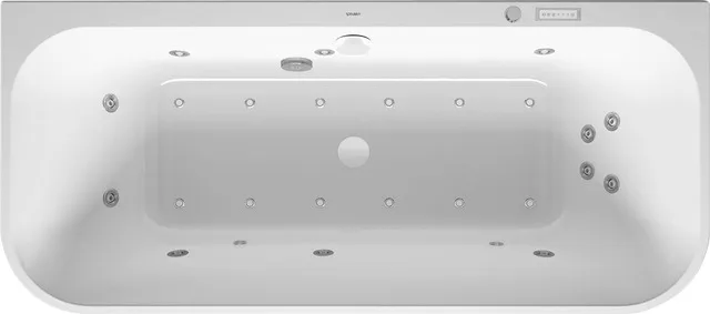 Duravit Whirlwanne „Happy D.2 Plus“ vorwand rechteck 1800 × 800 mm, mittig mit Combi-System E, in Weiß Duravit Whirlwanne „Happy D.2 Plus“ vorwand rechteck 1800 × 800 mm, mittig mit Combi-System E, in Weiß