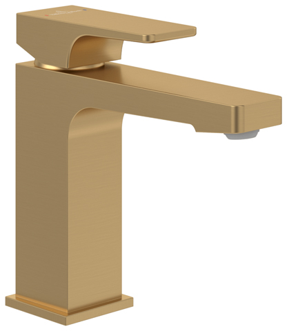 Einhand-Waschtischarmatur „Architectura Square“ 16,5 cm Ausladung 130 mm in Brushed Gold
