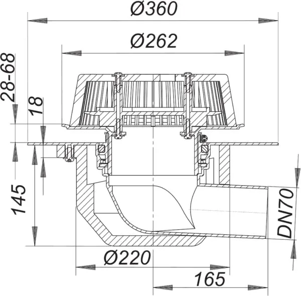 Notablauf SuperDrain 64 FPO, DN 70