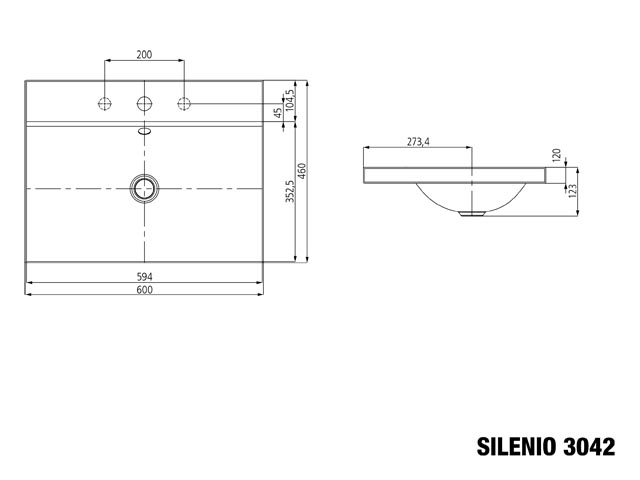 Aufsatzwaschtisch „Silenio“ 60 × 46 cm, ohne Hahnlochbohrung in alpinweiß matt