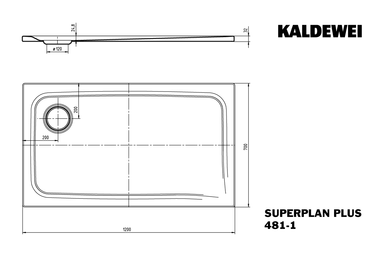 Kaldewei rechteck Duschwanne „Superplan Plus“ 70 × 120 cm in alpinweiß
