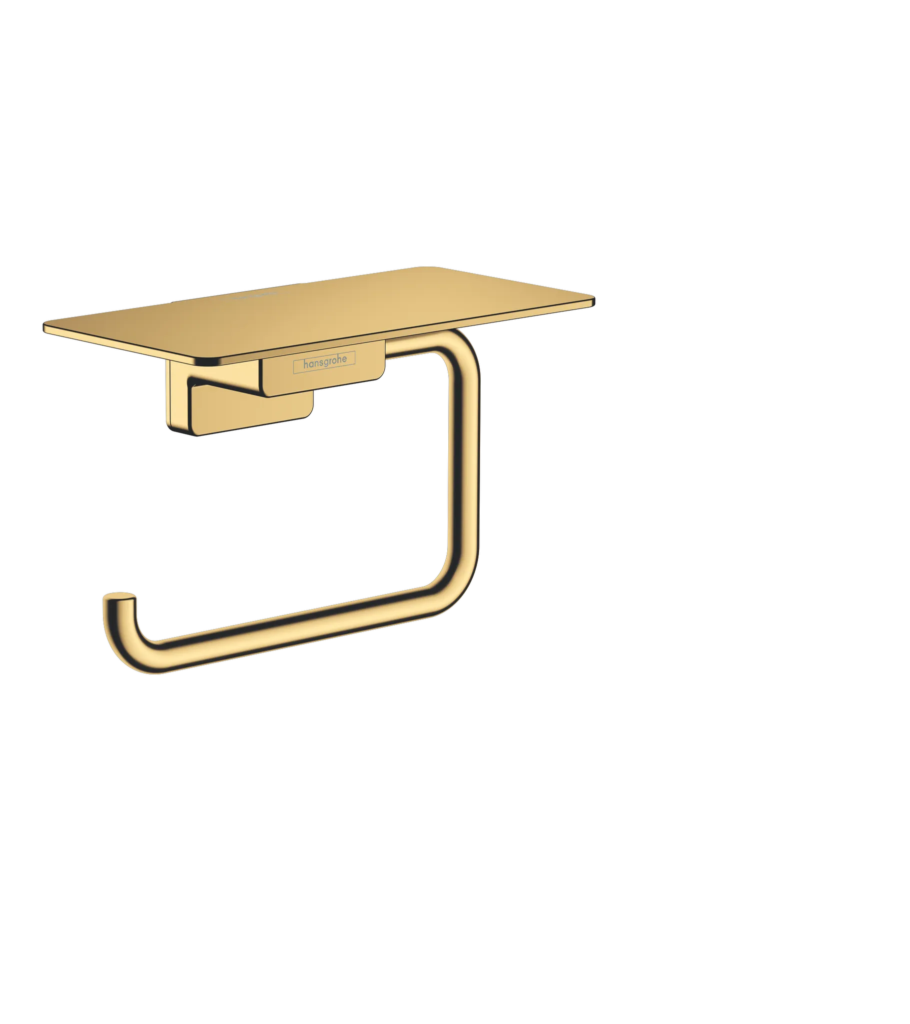 Hansgrohe AddStoris Q Papierrollenhalter mit Ablage, Polished Gold Optic, Wandmontage, Metall, 150 mm Ablagefläche