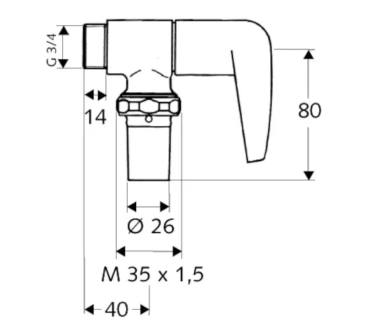 WC-Spülventil OMAT, DN 20 G 3/4 AG, Anschluss Spülrohr: Ø 26 mm, Mit Hebel-Oberteil, chrom WC-Spülventil OMAT, DN 20 G 3/4 AG, Anschluss Spülrohr: Ø 26 mm, Mit Hebel-Oberteil, chrom