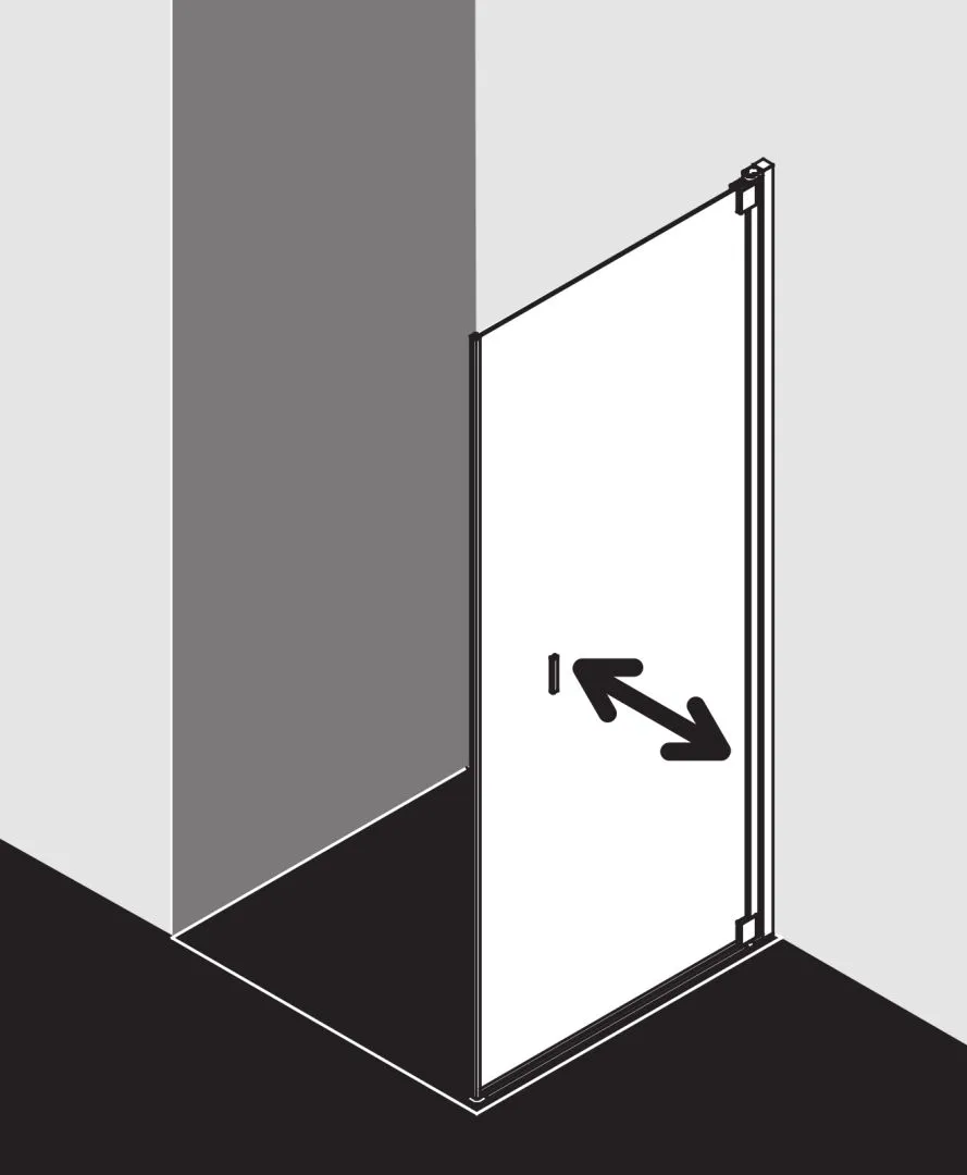 Kermi bewegliche Seitenwand beweglich rechts für Ecke „RAYA“ Glas SR Opaco, Profile Silber Mattglanz, BV: 770 - 800 mm GAK: 755 - 785 mm WE: 780 - 810 mm H: 2000 mm