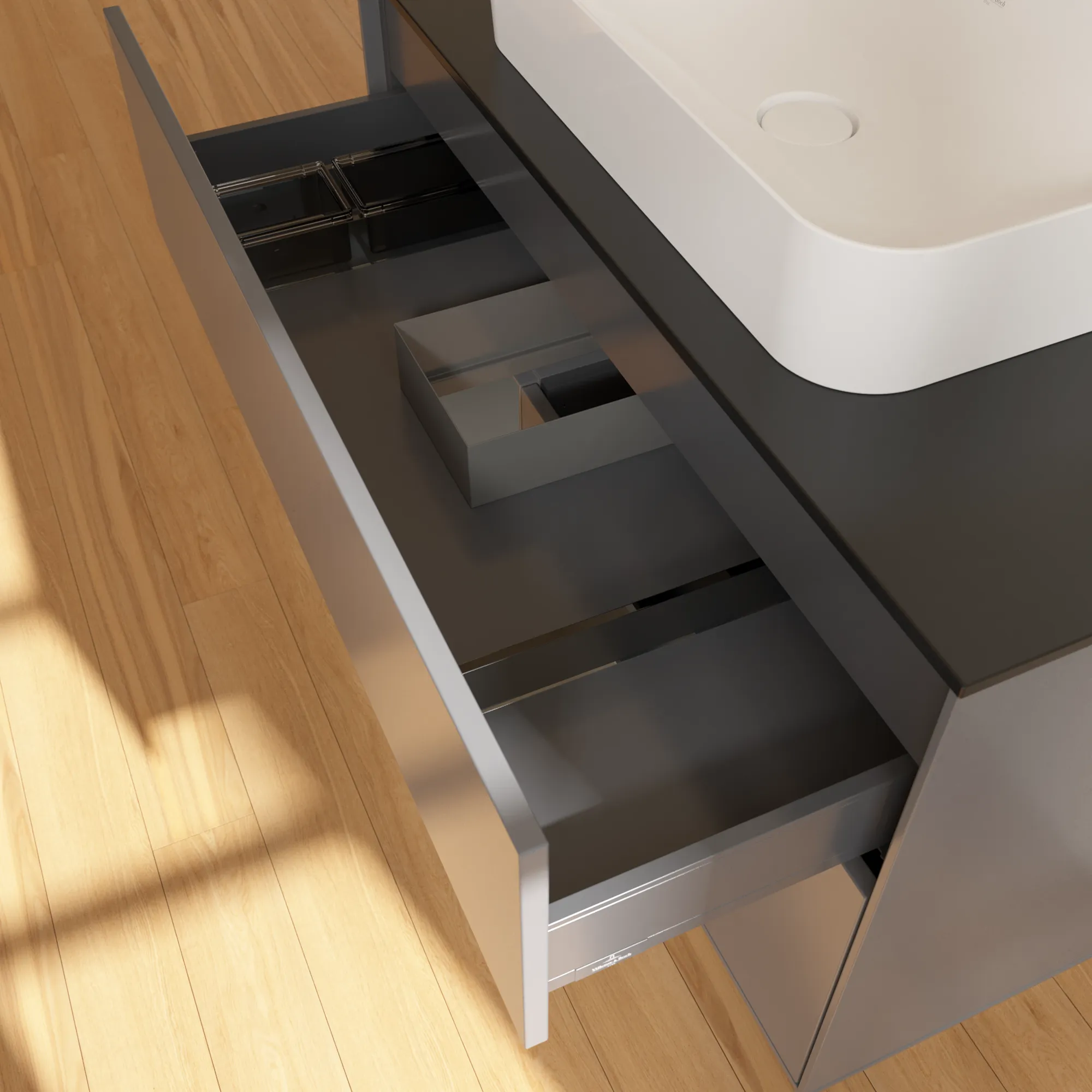 Villeroy & Boch Waschtischunterschrank „Finion“ für Schrankwaschtisch 1000 × 603 × 501 mm Anthracite Matt Lacquer, ohne Hahnlochbohrung, für Becken mittig Villeroy & Boch Waschtischunterschrank „Finion“ für Schrankwaschtisch 1000 × 603 × 501 mm Anthracite Matt Lacquer, ohne Hahnlochbohrung, für Becken mittig