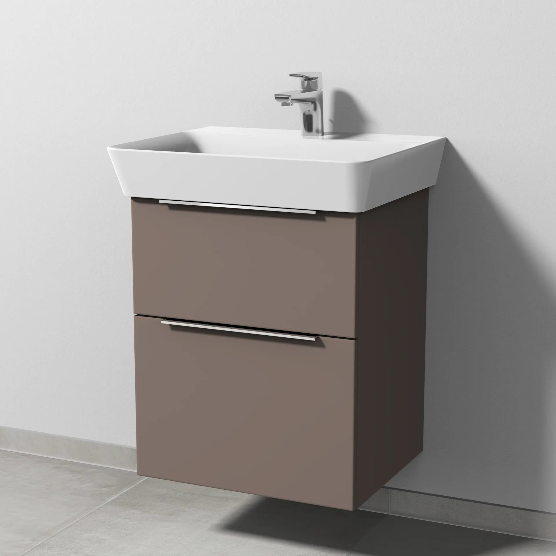 Sanipa Waschtischunterschrank „3way“ passend zu Keramik-Waschtische Connect Air Cube von Ideal Standard 480 × 582 × 402 mm in Taupe (matt)