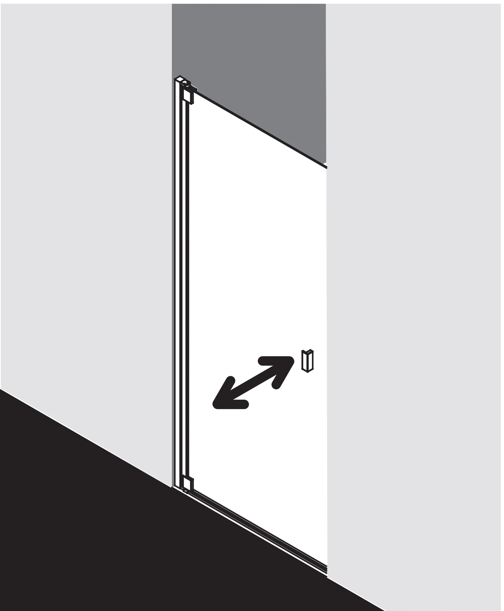 Kermi Pendeltür 1-flügelig links für Nische „RAYA“ Glas Klar Dekor Stripe 3, Profile Silber Mattglanz, BV: 878 - 908 mm WE: 878 - 908 mm H: 2000 mm Kermi Pendeltür 1-flügelig links für Nische „RAYA“ Glas Klar Dekor Stripe 3, Profile Silber Mattglanz, BV: 878 - 908 mm WE: 878 - 908 mm H: 2000 mm