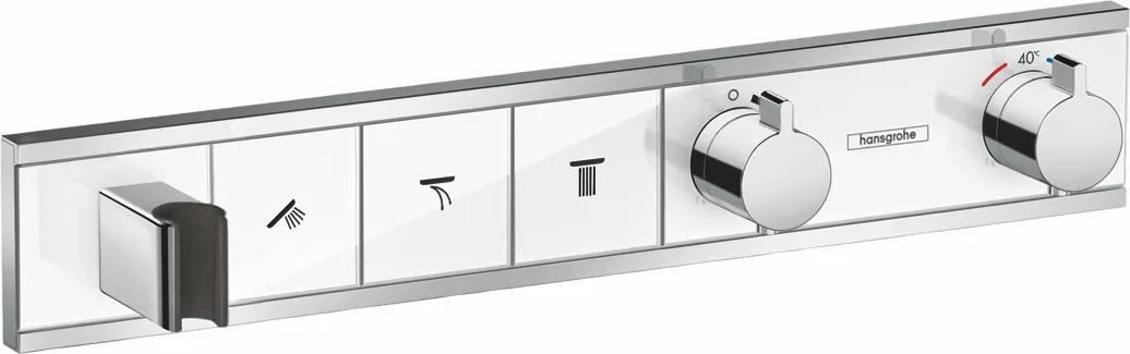 Thermostat Unterputz RainSelect Fertigset 3 Verbraucher weiss/chrom Farbe: Weiß Chrom