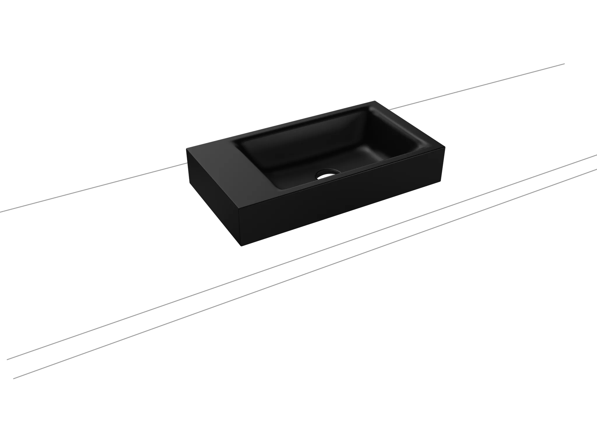 Aufsatzwaschtisch „Puro“ 55 × 30 cm, ohne Überlauf, ohne Hahnlochbohrung in schwarz matt mit Perl-Effekt