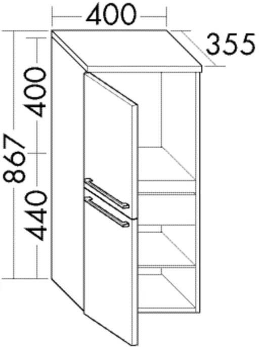 burgbad Hochschrank „bel“ 440 × 867 × 395 mm in Weiß Matt