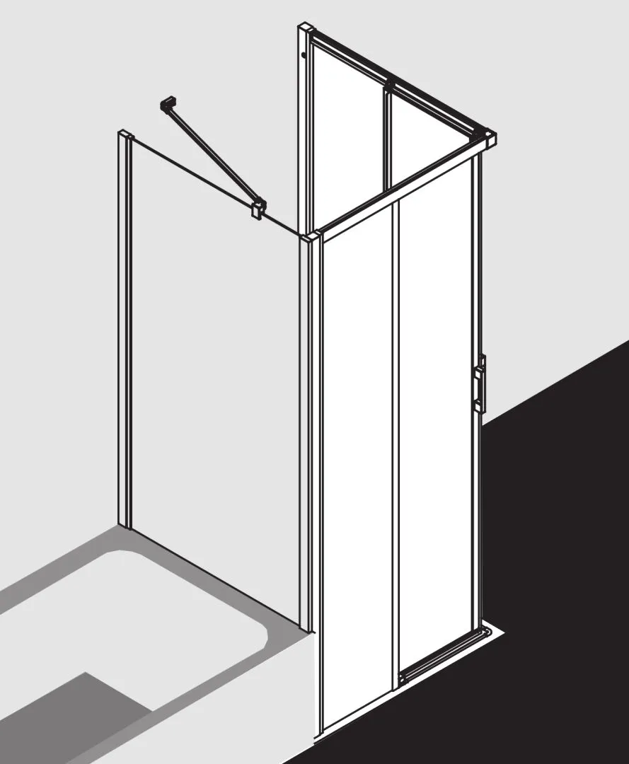 Kermi Duschtür Eckeinstieg 2-teilig (Gleittüren bodenfrei) Halbteil links „LIGA“ 185 cm Glas Klar, Profile Silber Hochglanz, Schiebetür zweiteilig