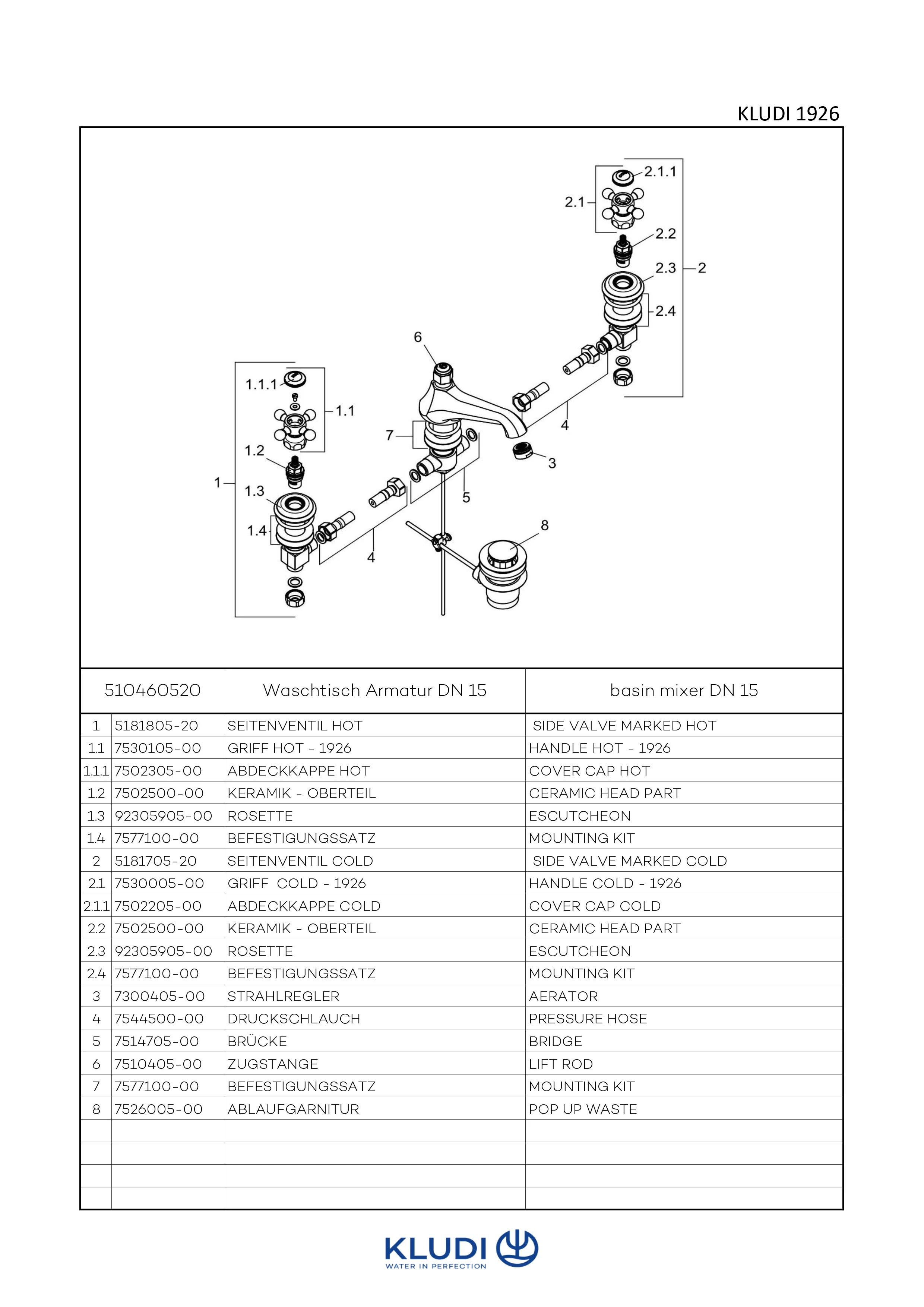 1926 Waschtischarmatur Dreilochmontage, Ausladung 145 mm, chrom, W270 1926 Waschtischarmatur Dreilochmontage, Ausladung 145 mm, chrom, W270