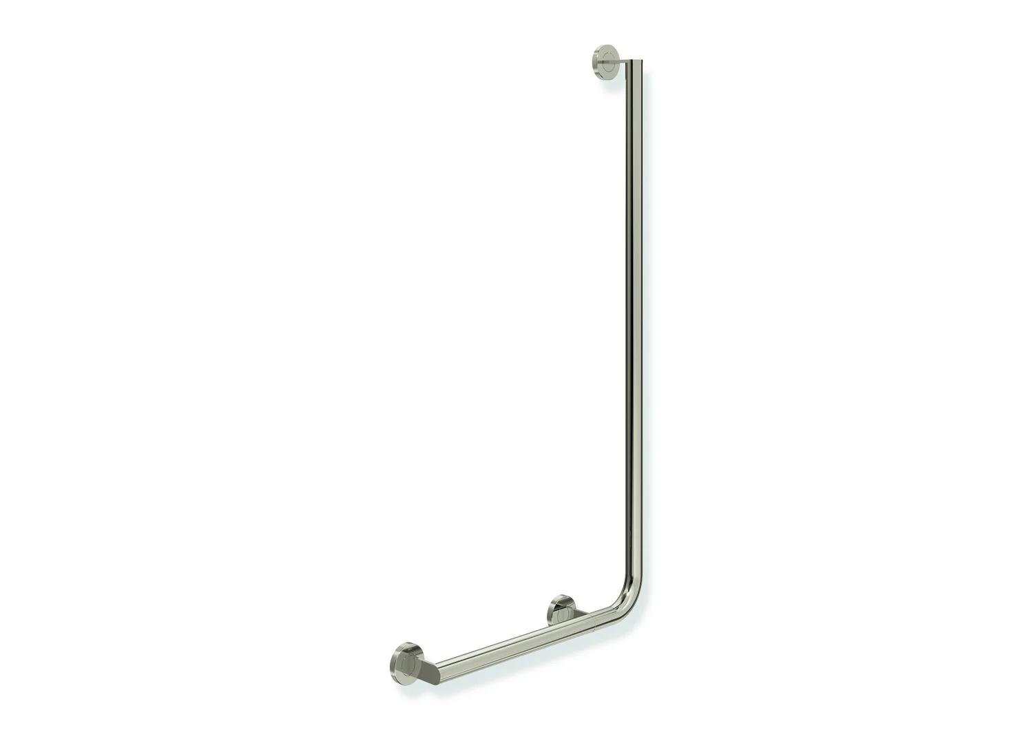 HEWI Winkelgriff System 900, Edelstahl PVD nickelglänzend, waagerecht 500 mm, senkrecht 1000 mm, Durchmesser 32 mm, links