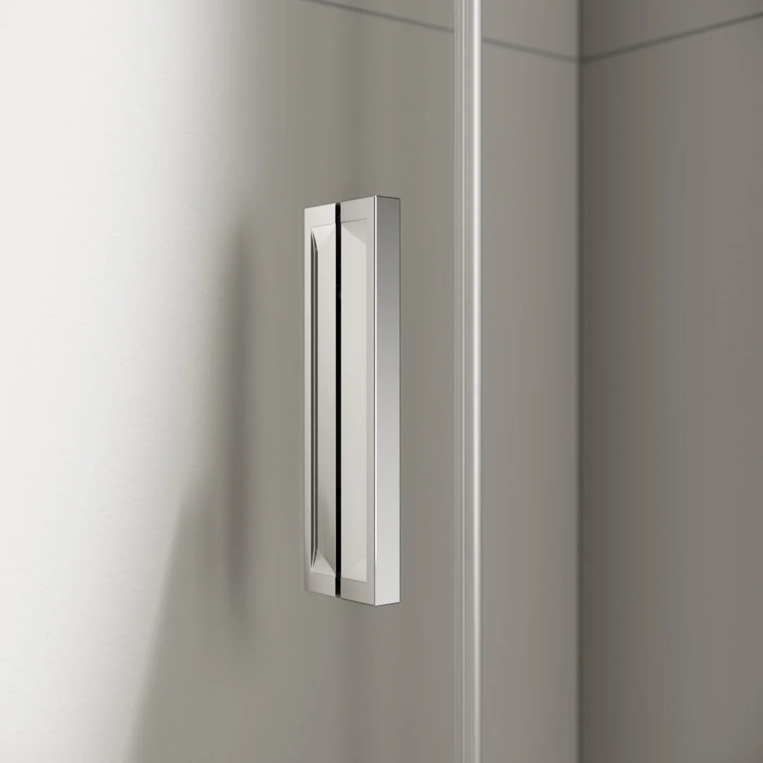Kermi Duschdesign Pendeltür 1-flügelig mit Festfeld „Yanea“ Anschlag rechts Glas Klar, Profile Schwarz Soft (RAL 9005), Anschlag rechts WE: 1175 – 1205 mm H: 2000 mm