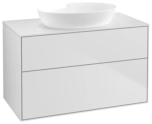 Villeroy & Boch Waschtischunterschrank „Finion“ für Schrankwaschtisch 100 × 60,3 × 50,1 cm 2 Schubladen, für Waschtischposition mittig, inkl. Beleuchtung mittig