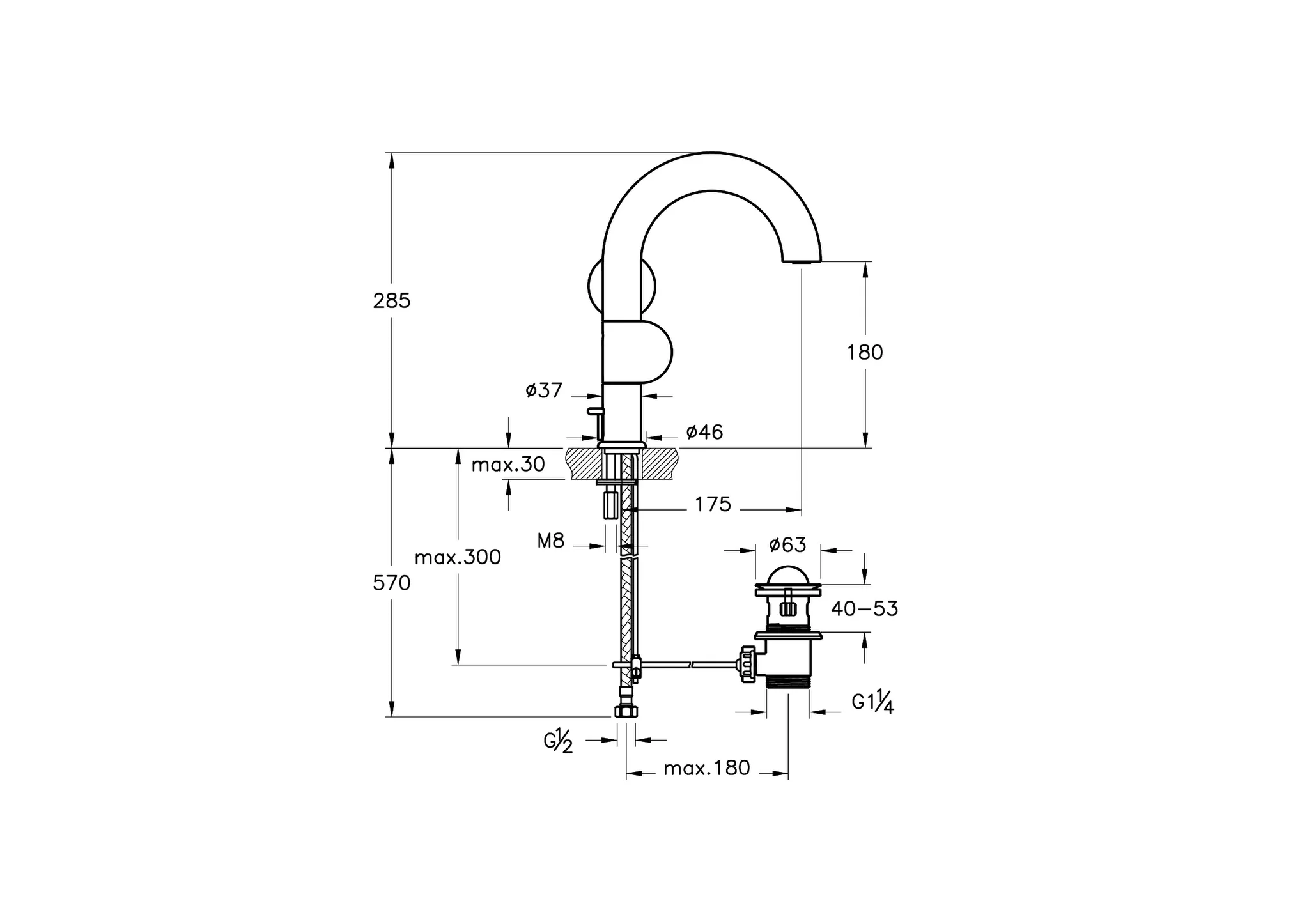 Liquid Einhebel-Waschtischmischer mit Ablaufgarnitur Einlochmontage Höhe 29 cm Rechtshänder-Version Chrom Liquid Einhebel-Waschtischmischer mit Ablaufgarnitur Einlochmontage Höhe 29 cm Rechtshänder-Version Chrom