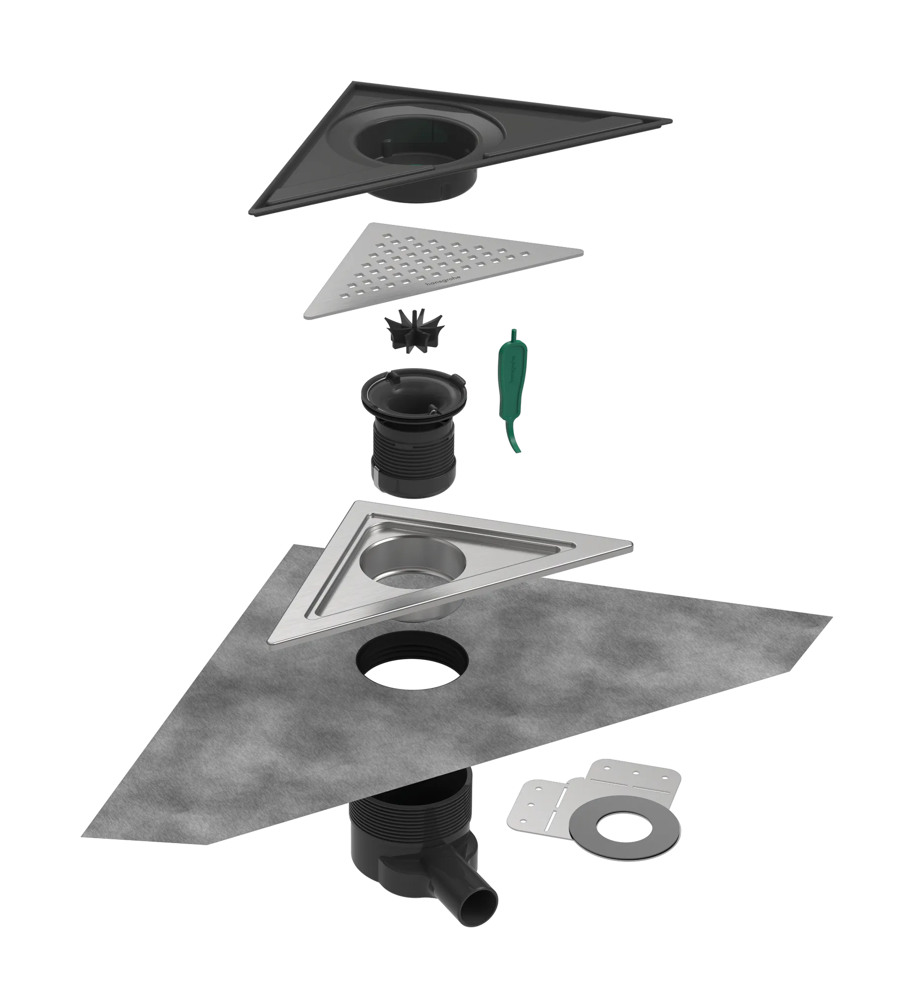 Hansgrohe RainDrain Corner Komplettset Punktablauf 240⁄240, Edelstahl gebürstet Hansgrohe RainDrain Corner Komplettset Punktablauf 240⁄240, Edelstahl gebürstet