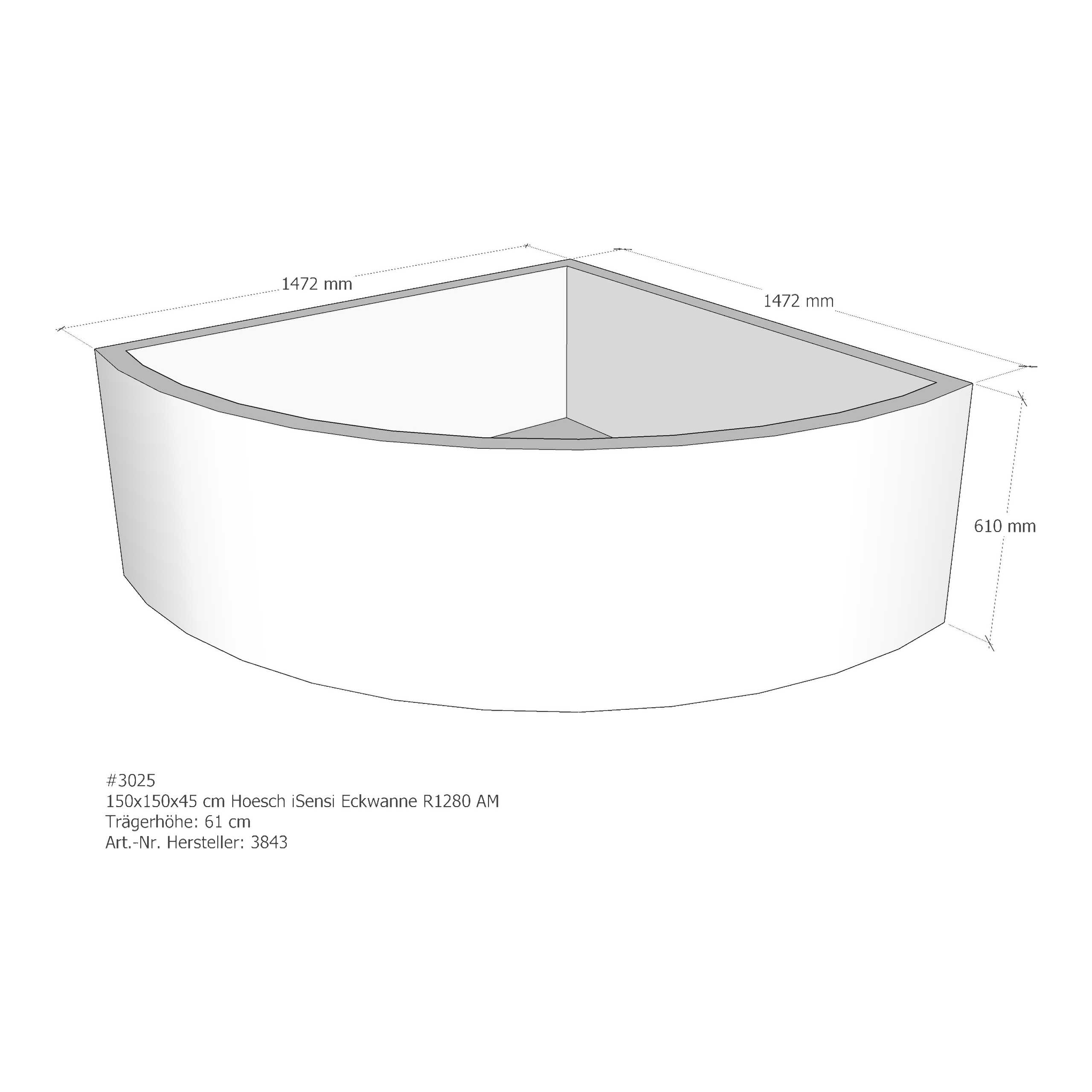 Badewannenträger für Hoesch iSensi 150 × 150 × 45 cm Badewannenträger für Hoesch iSensi 150 × 150 × 45 cm